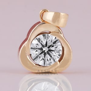 Flower Solitaire Lab Grown Diamond Pendant: 14K Gold Bridal Necklace