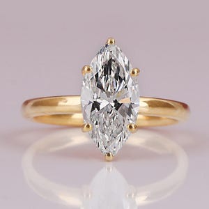 2.00 Carat IGI CERTIFIED E/F Color VVS2/VS1 Clarity Marquise Cut Lab Grown Diamond Solitaire Engagement Ring 14k Yellow Gold