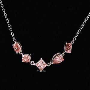 Collier grappe en or 14 carats 1,64 TCW, chaîne grappe, collier à superposition unique, collier en or, collier de diamants, cadeau pour elle, collier de diamants
