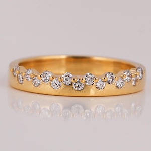 0.23 TCW Lab Grown Diamond Wedding Band Womens Pave Half Eternity Wedding Ring in 14K Solid Yellow Gold