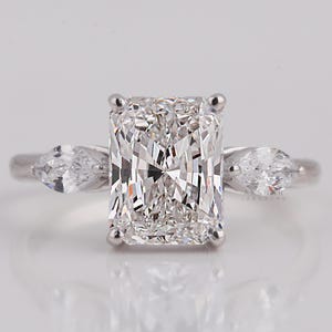Radiant Diamond Three Stone Ring Real Lab Grown Diamond Engagement Ring Genuine Lab Create Diamond Ring Radiant Diamond Trilogy Ring for Her