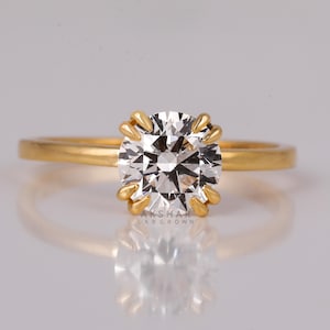 2.00 Carat IGI Certified Round Cut Lab Grown Diamond Ring / Minimalist Solitaire 8 Prongs 14K Thin Ring / Round Cut Diamond Engagement Ring