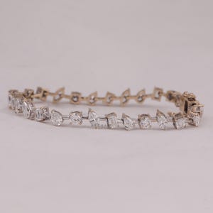 Mehrfachschnitte Labor gewachsenes Diamant-Tennis-Armband für Frauen aus 14K massivem Weißgold oder Platin, Geschenk für sie, Jubiläumsgeschenk