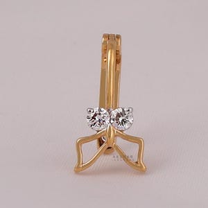 Solid 14kt Yellow Gold Butterfly Nose Ring, 2.50G Nose Hoop Ring, Lab Grown Diamond Nostril Ring, Cartilage Helix Ring, Tragus Ring