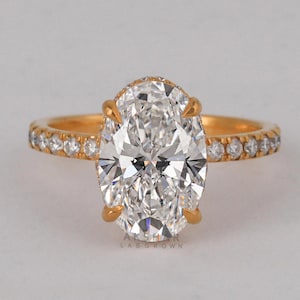 3 CT Oval LAB Diamond Engagement Ring , Lab Grown Diamond Ring , Hidden Halo Oval Ring, Oval Engagement Ring , Diamond Ring , IGI Diamond