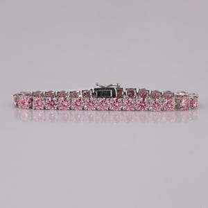 15.00 CT Pink Sapphire & Diamond Tennis Bracelet Lab Grown Diamond Tennis Bracelet, Birthday Present,Birthday Gifts For Love, Jewelry