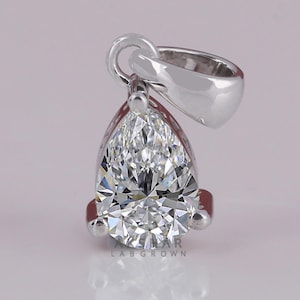 Lab Diamond Solitaire Engagement Pendant/ Pear Cut Lab Grown Diamond Bridesmaid Pendant/ 14K Gold Eco-Friendly Diamond Pendant Gift For Her