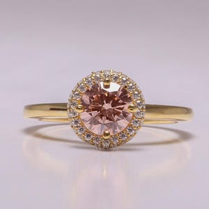 Rare 2.00 Carat Fancy Pink Round Cut Diamond Ring / Romantic Diamond Ring / Fancy Color Engagement Ring / Lab Grown Diamond Ring / 14k Gold