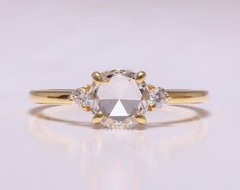1.50 Carat Lab Grown Diamond Engagement Ring: 14k White Gold Three Stone