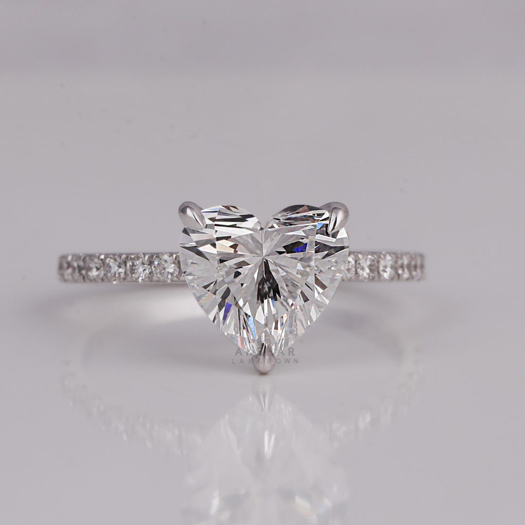 IGI Certified 1.50 CT Heart Shape Lab Grown Diamond Engagement Ring ...
