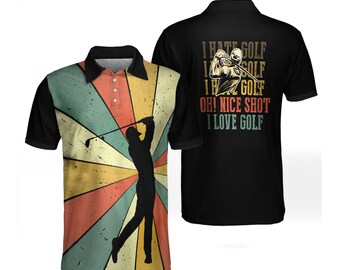 I Hate Golf Nice Shot I Love Golf Vintage Polo Shirt Best Golf Shirts For Men