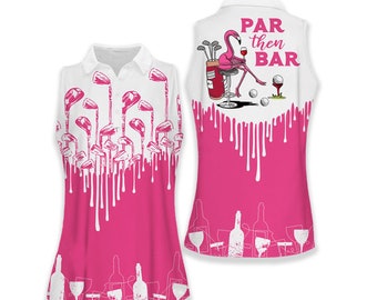 Par Then Bar Golf Club And Wine Golf Short Sleeve, Sleeveless Polo Shirt For Women