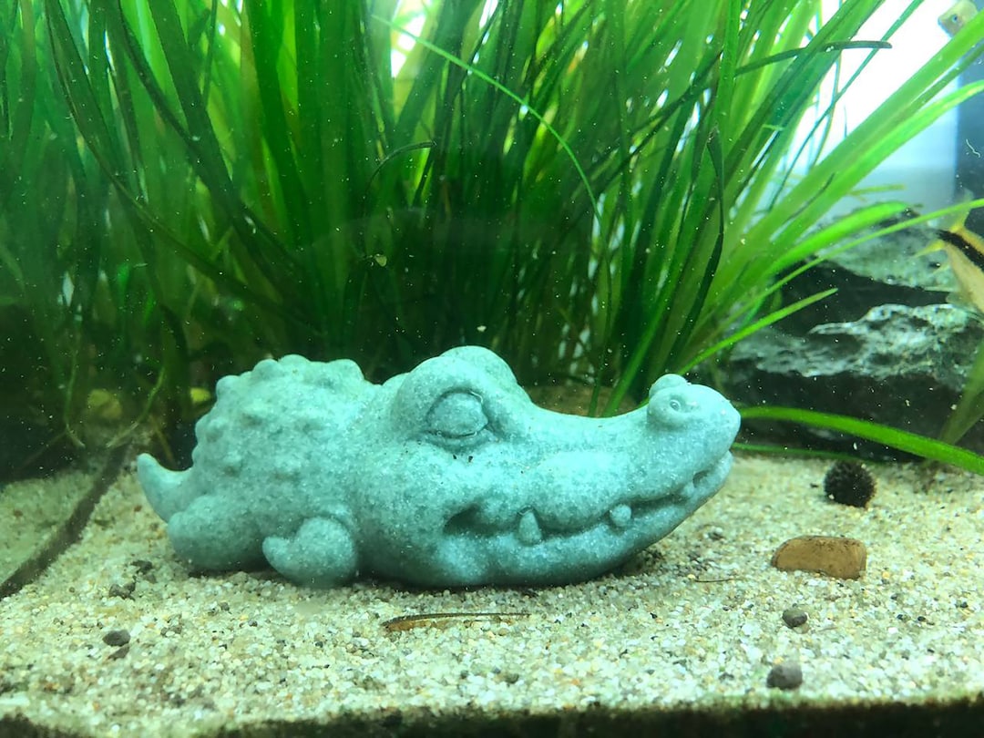 Stone Crocodile Statue Aquarium Stone Decor Aquarium Etsy
