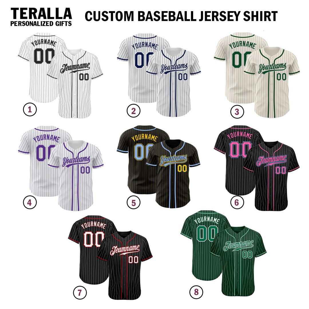 Custom 08 Style Colors Pinstripe 3D Unisex Baseball Jersey Shirt - Etsy