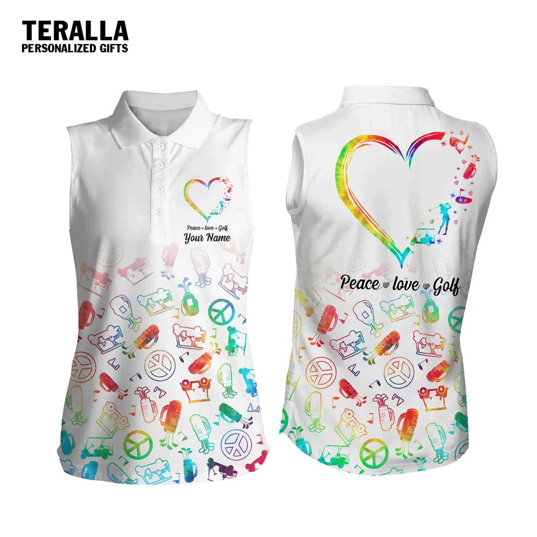 Hippie White Peace Women's Golf Shirts