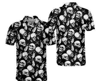 Funny Skull Golf Cart Pattern Golf 3D All Over Print Polo Shirt Size S-5XL  | Golf Polo For Men | Golf Polo Shirt