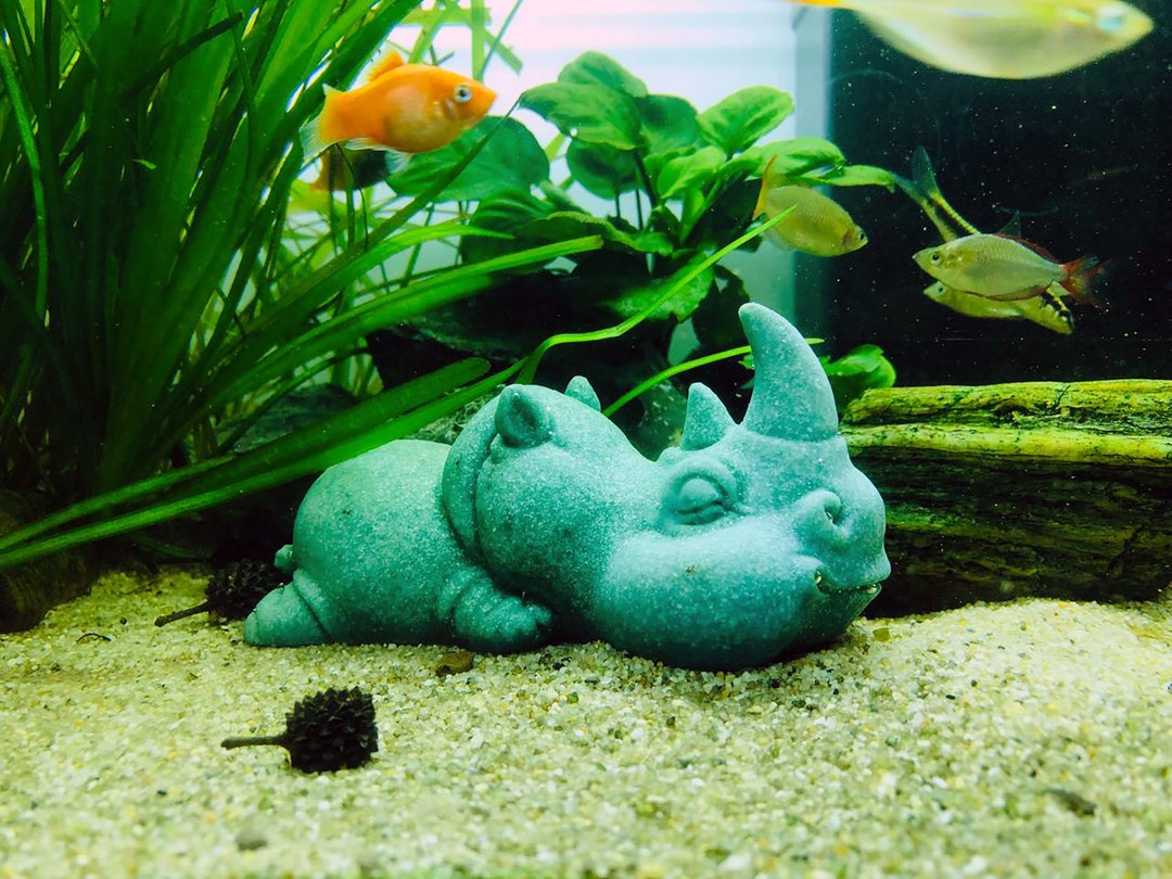 Stone Rhino Statue Aquarium Stone Decor Aquarium Decoration Terrarium