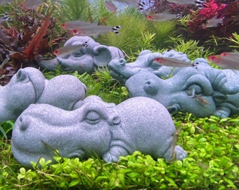 Stone Elephant, Rhino, Hippopotamus, Crocodile, Lying-Standing Unicorn Statue - Aquarium Stone Decor | Terrarium Decor | Garden Miniatures