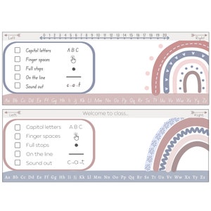 BEARBEITBAR : Schreibtischplatten, Rollwagen / Tragetasche & Name / Job Labels einschließlich NSW und AKT Schriftart - Blau und Pink