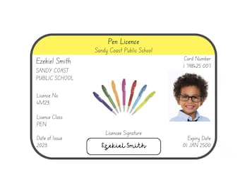 EDITABLE: Pen Licence in NSW & ACT Foundation Font - 7 Colours
