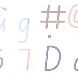 EDITABLE: Bulletin Board 0-9 Numbers, Aa-Zz Letters & Symbols - NSW and ACT Education Foundation Font - Blue and Pink