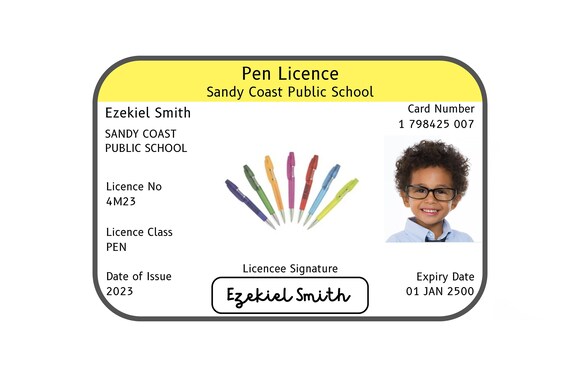 EDITABLE: Pen Licence - 7 Colours - Etsy
