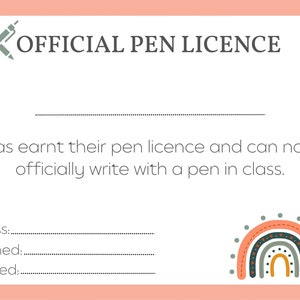 EDITABLE: Pen Licence - Peach & Sage - Etsy