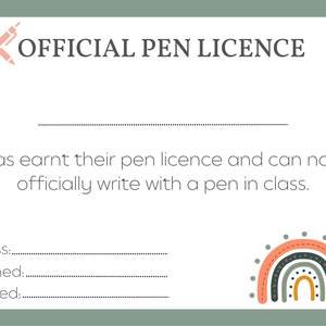 EDITÁVEL: Licença de caneta - Pêssego e sálvia