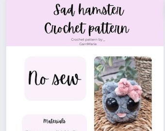 Modèle de crochet de hamster triste-pas de couture, mème de hamster triste, modèle seulement