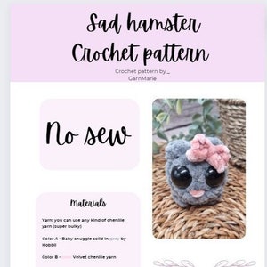 Sad hamster crochet pattern-no sew, sad hamster meme, pattern only