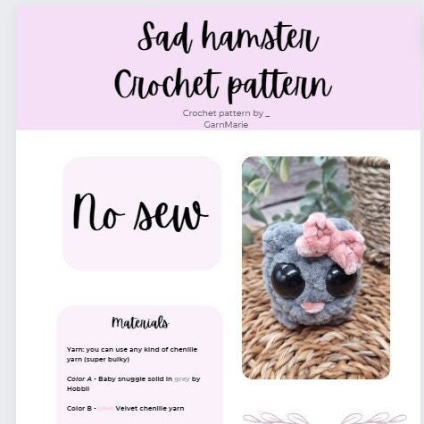 No-Sew Sad Hamster Pattern