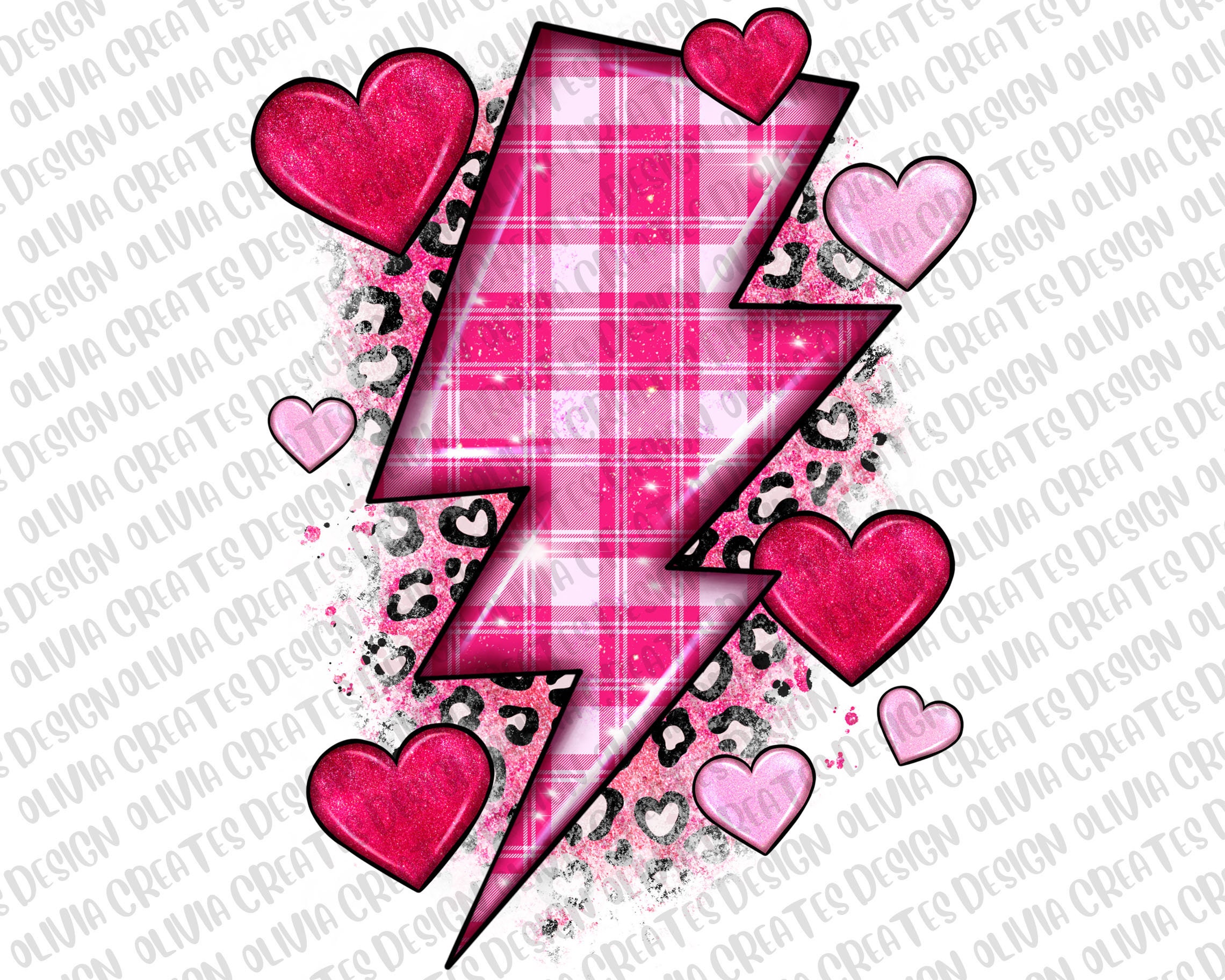 Valentine's Day Heart Lightning Bolt Png Sublimation Etsy