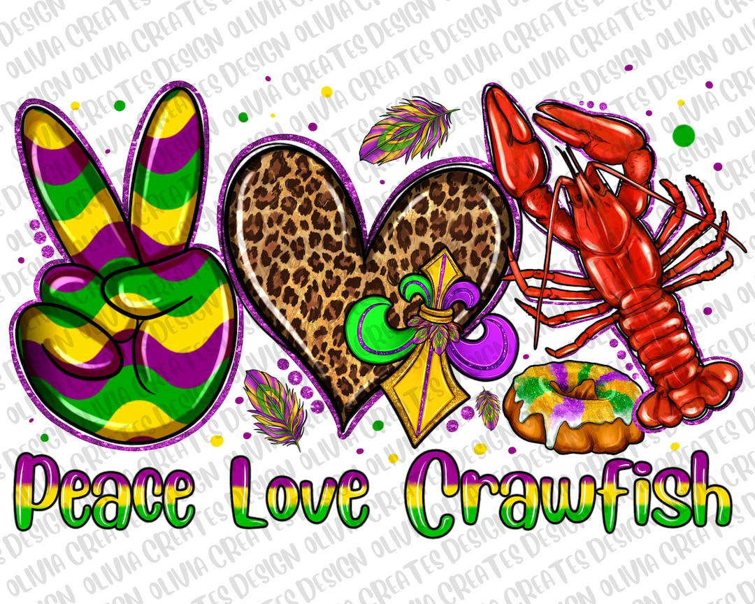 Peace Love Crawfish Png Sublimation Design Download Happy - Etsy