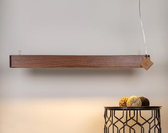 Minimalistyczny żyrandol LED z drewna dębowego – lampa wisząca Nordic