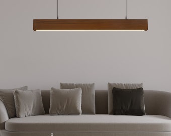 Lámpara colgante LED de madera de carpe: lámpara de araña moderna hecha a mano