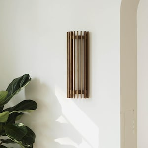 Handcrafted linear wall lamp of oak Nebula O Exclusive wooden wall lamp Wood sconce Linear Minimalist Bedside Lamp Home decor Ambient light.