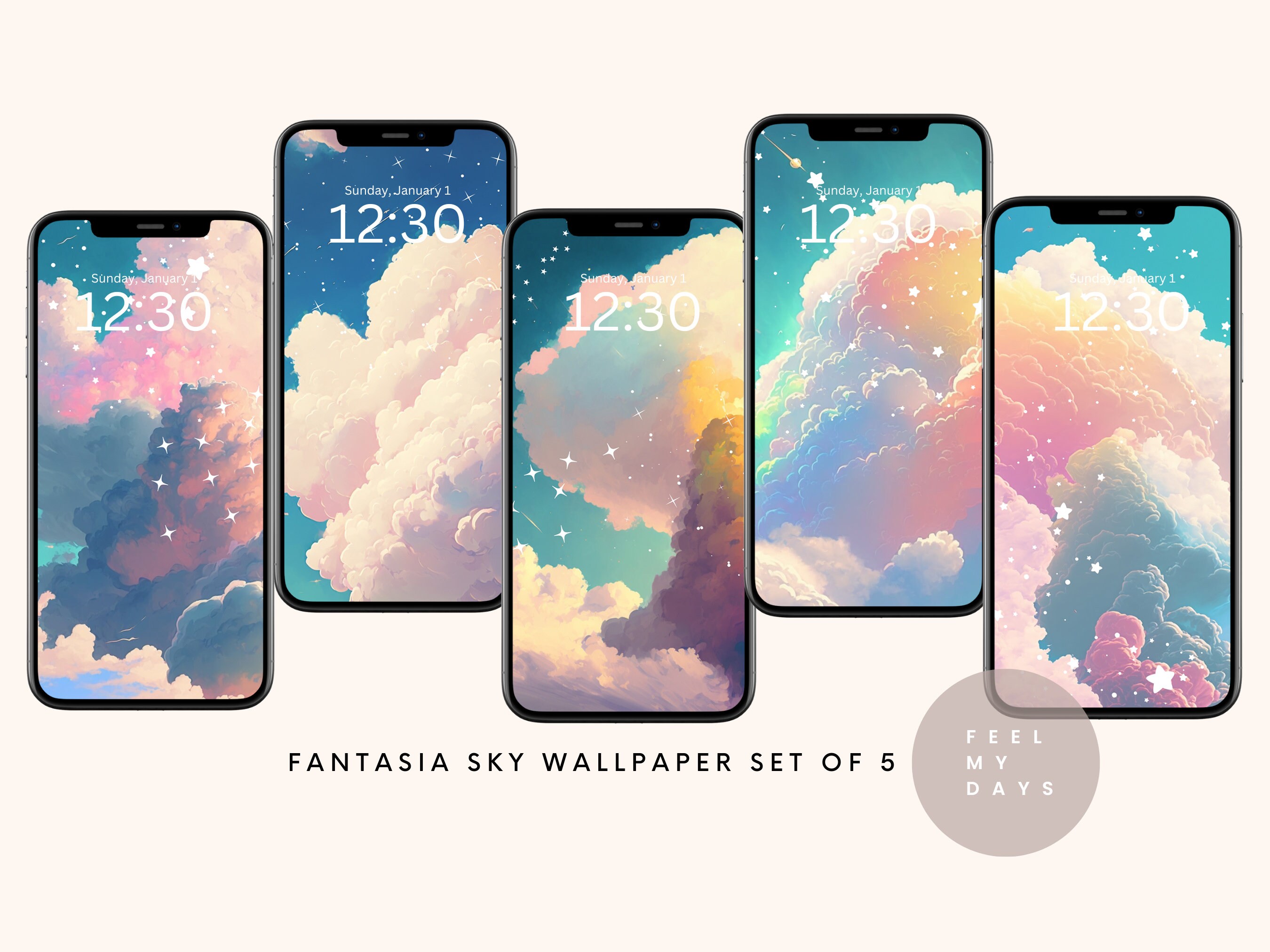 Fantasia Sky Minimal iPhone Wallpapers Set of 5 iPhone - Etsy
