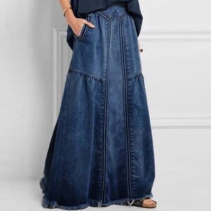 Woman Loose Boho Denim Maxi Skirt Summer Oversized Bohemian - Etsy