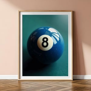 Wandkunst, Eine blaue Magie 8 Ball, Wohnzimmer Wanddruck, Blaue Pool Ball Poster, Trendige Wanddrucke 8 Ball, reizende rosa Glücksball Wandkunst