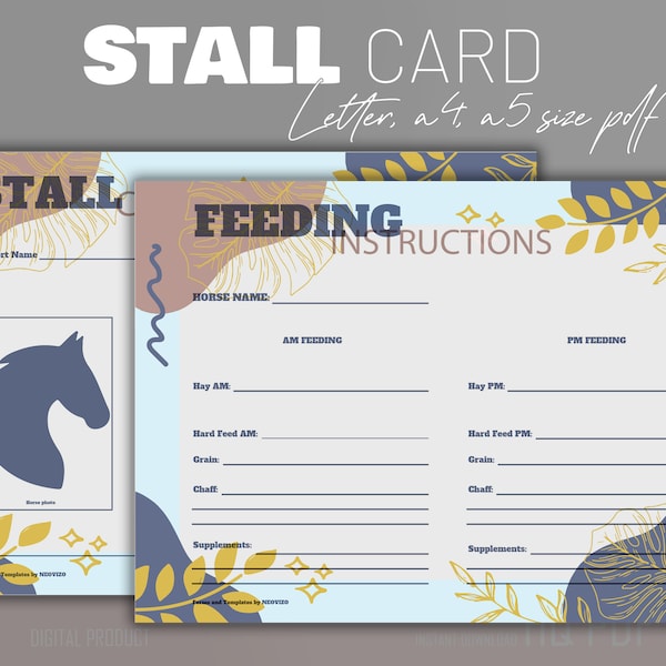Printable Stall Card Etsy