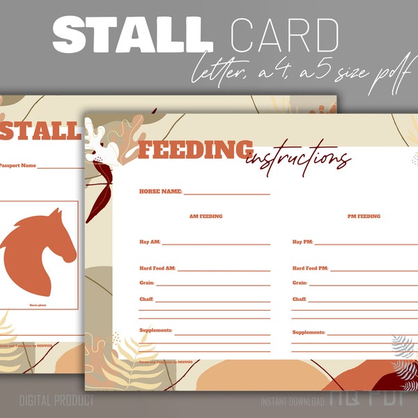 A Cutely Designed Stall Card in The Autumn Mood Will Be Useful for The Most Important Records About The Horse, Will Delight With The Colors