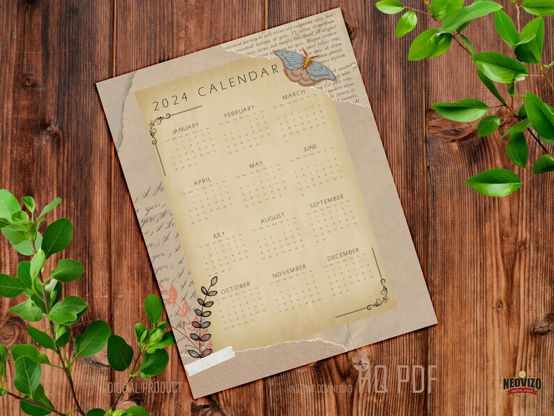 Wall Calendar 2024 PDF Printable 2024 Calendar in Frame Etsy