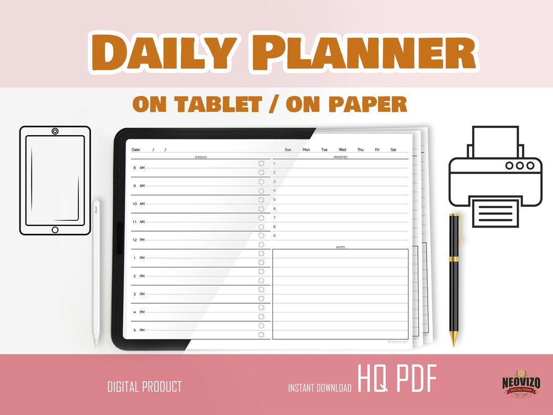 Day Planner Printable, Planner for Workers, Workday Planner, Record