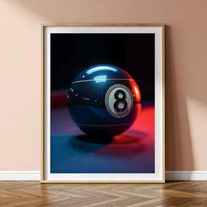 Wandkunst - Magic 8 Ball mit Perlmuttbeimischung Acht Drucke für Wohnzimmer Vintage Poolball Print Lucky 8 Ball Wall