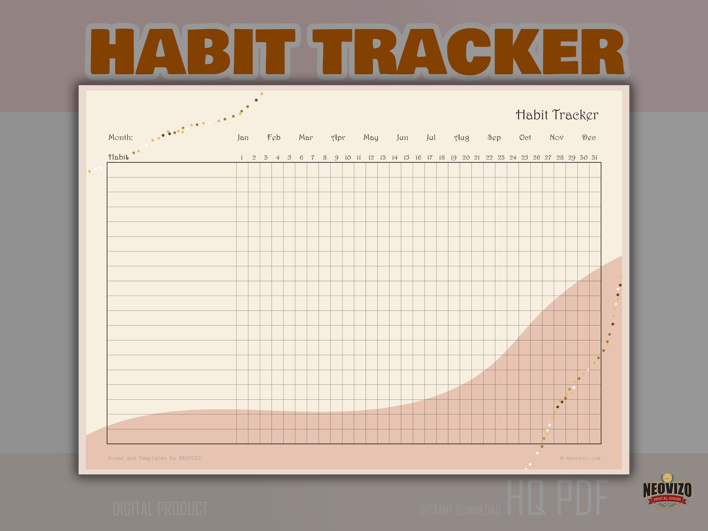 Monthly Habit Tracker Printable, Routine Tracker, 30 Day Habit ...