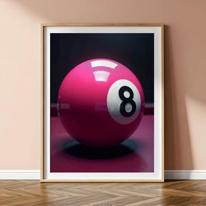 Wall Art Shiny Pink Magic 8 Ball Prints für Wohnzimmer, Pool Ball Poster Trendige Wanddrucke 8 Ball Lovely Pink Lucky Ball Wandkunst