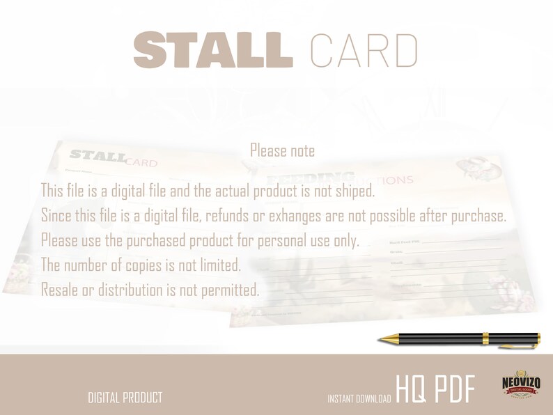Stable Card, for Convenient Storage of Information About the Horse's