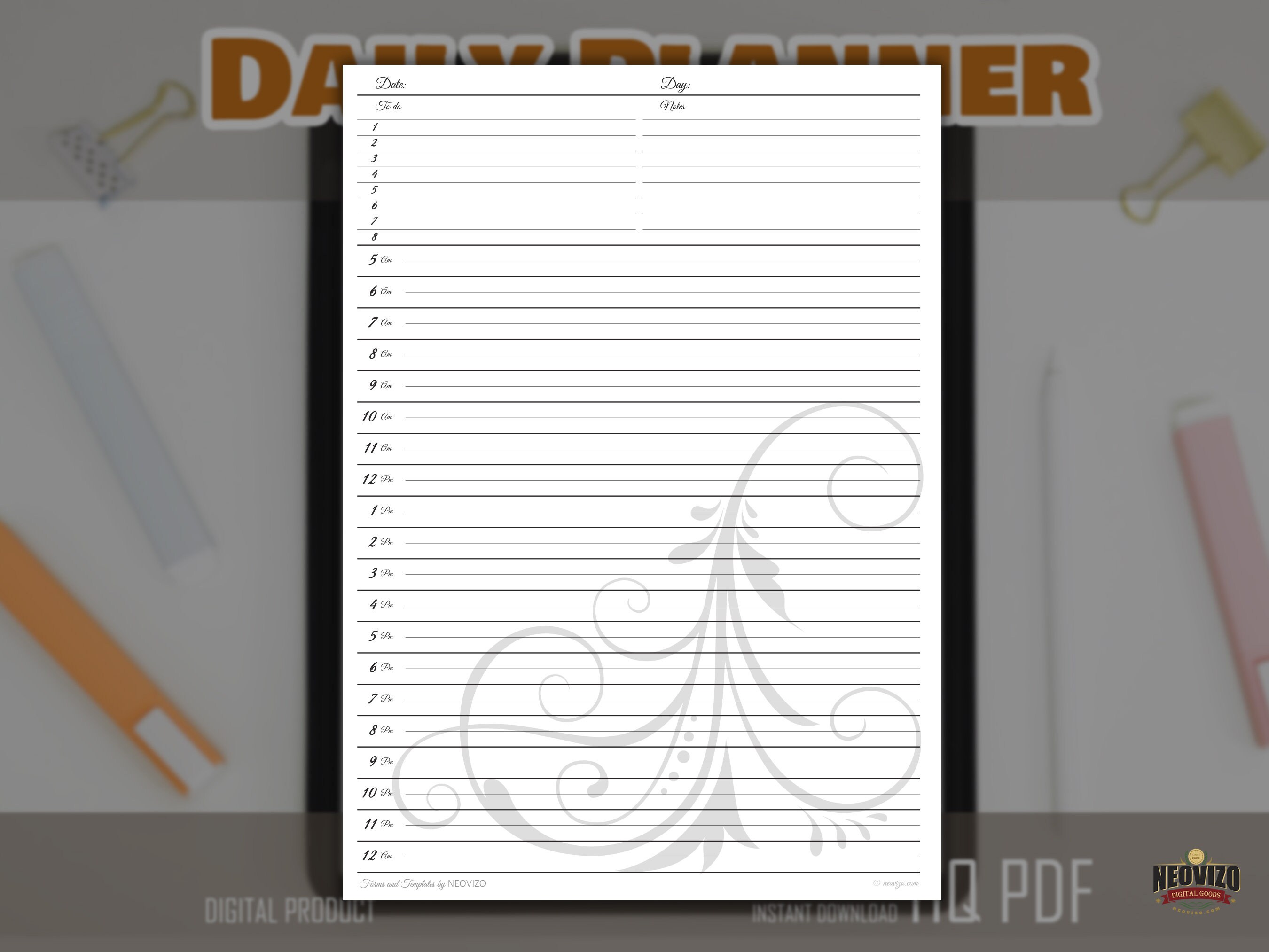 Undated Teacher Planner, Visual Schedule Printable, Productivity
