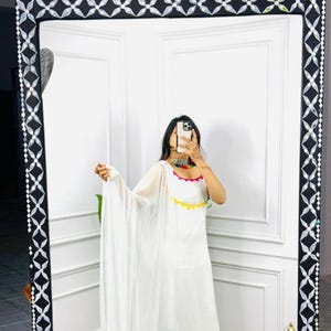 Women&#39;s Traditional Kurti Pant with Dupatta Set, Indian Designer White Salwar Kameez, Ethnic 3 piece Salwar Kameez, Readymade Eid Party Wear