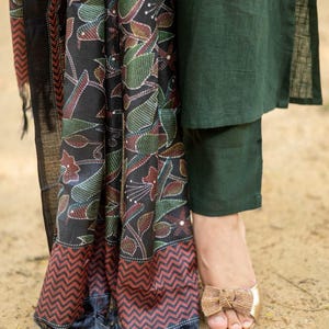 Womens Traditional Green Kurti Pant with Dupatta Set, Indian Designer Salwar Kameez, Ethnic 3 piece Salwar Kameez, Readymade Women's Wear image 4